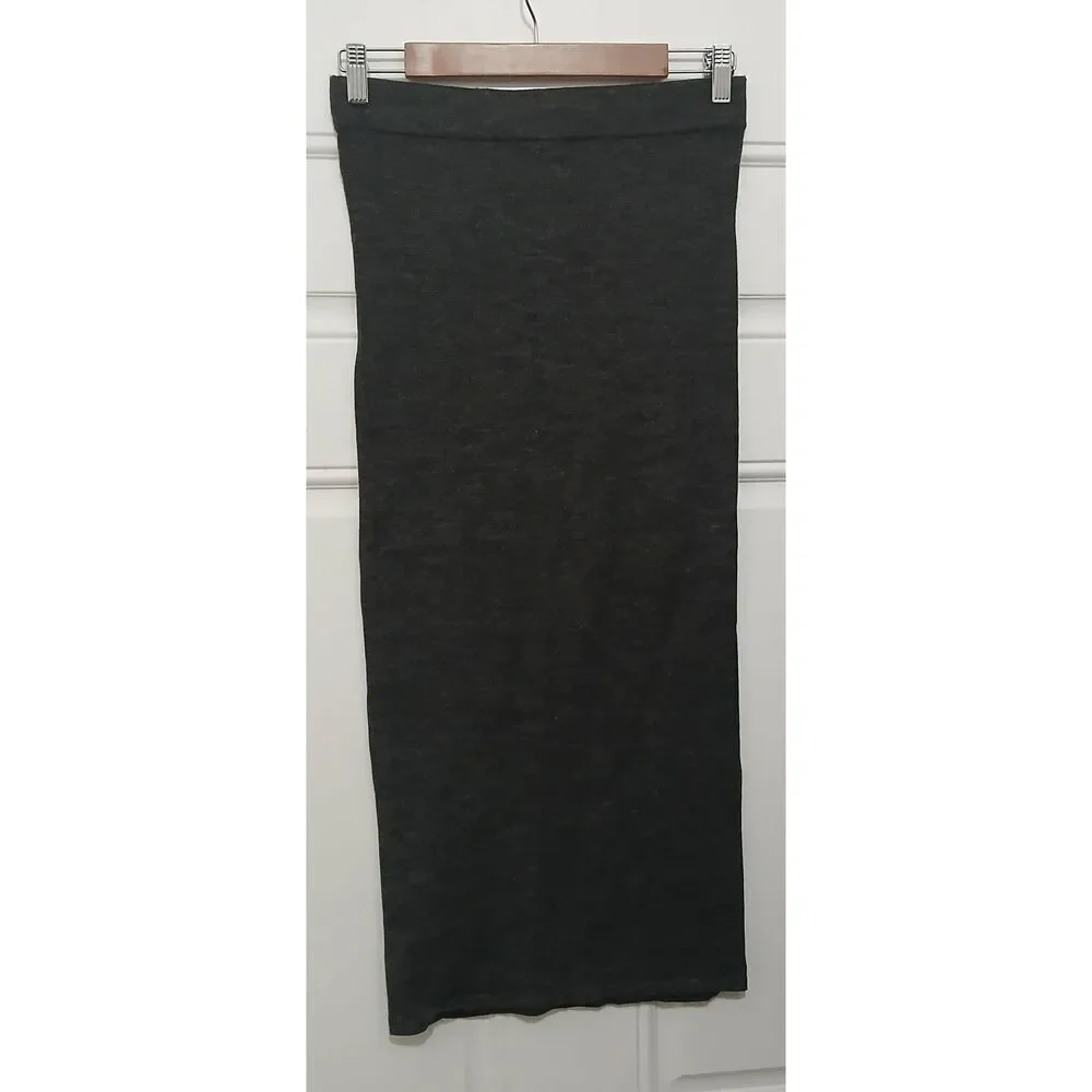 Zara womens medium fine wool long maxi pencil skirt dark gray